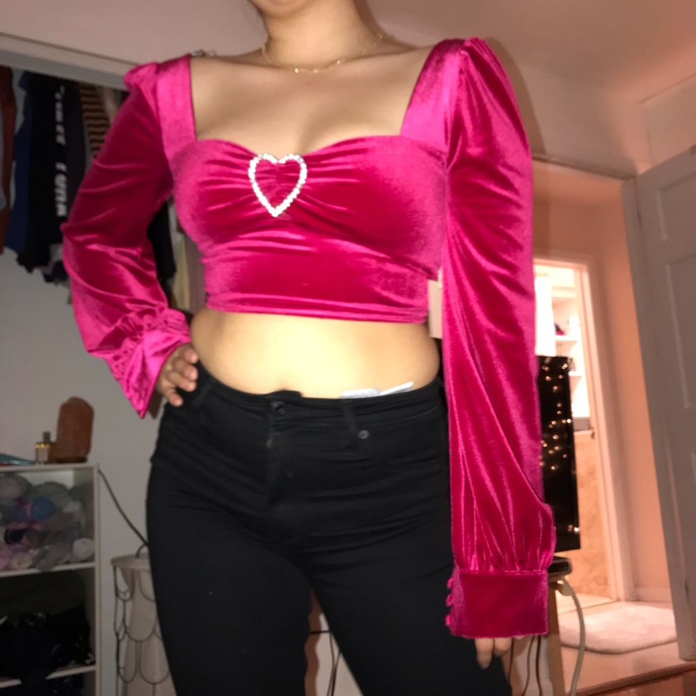 My moms vintage Valentines Velvet Blouse